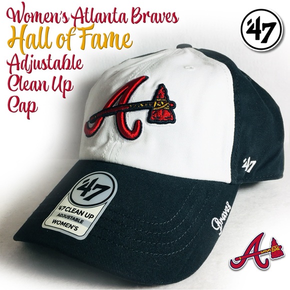 47 Accessories - Women’s Atlanta Braves Hall of Fame Adjustable Clean Up Cap Navy and White